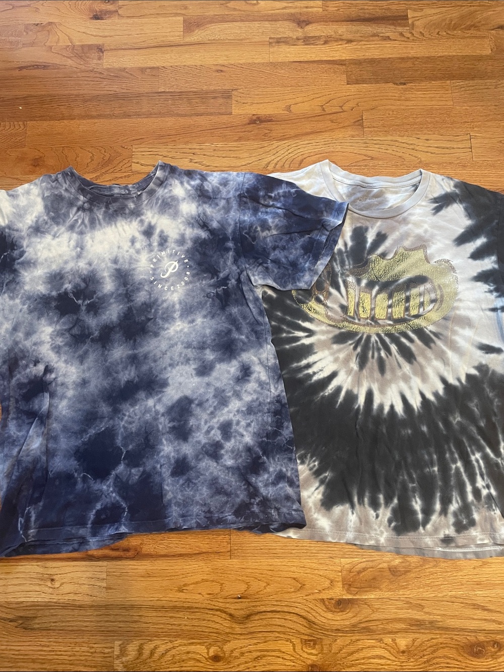 A Set of 2 Tie-Dye Short Sleeve Tee - Navy/Gray Cotton small